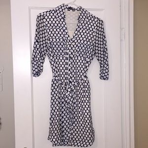 Express blue & white polka dot portofino dress